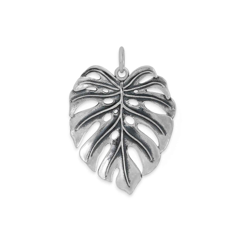 Luxe Silver Plate Dimensional Monstera Leaf Charm