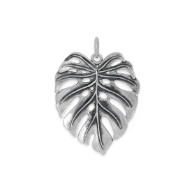 Luxe Silver Plate Dimensional Monstera Leaf Charm 28x20mm
