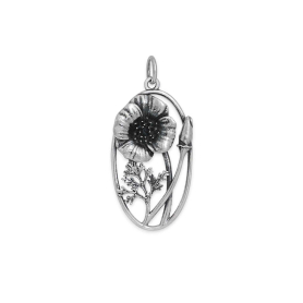 Luxe Silver Plate California Poppy Charm 31x15mm