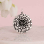 Luxe Silver Plate Marigold Pendant on pink background
