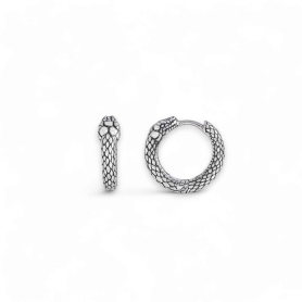 Luxe Silver Plate Ouroboros Huggie Hoop Earrings 16mm