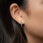 Luxe Silver Plate Ouroboros Huggie Hoop Earrings on ear