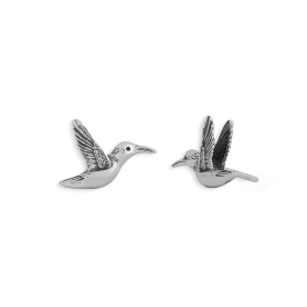 Luxe Silver Plate Hummingbird Post Earrings 9x14mm
