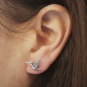 Luxe Silver Plate Hummingbird Post Earrings on ear