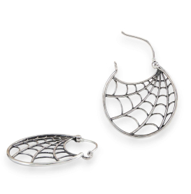 Luxe Silver Plate Spiderweb Hoop Earrings 26x26mm