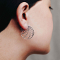 Luxe Silver Plate Spiderweb Hoop Earrings on ear