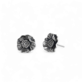 Luxe Silver Plate Poppy Flower Post Earrings 10x10mm