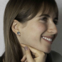 Luxe Silver Plate Poppy Flower Post Earrings on model