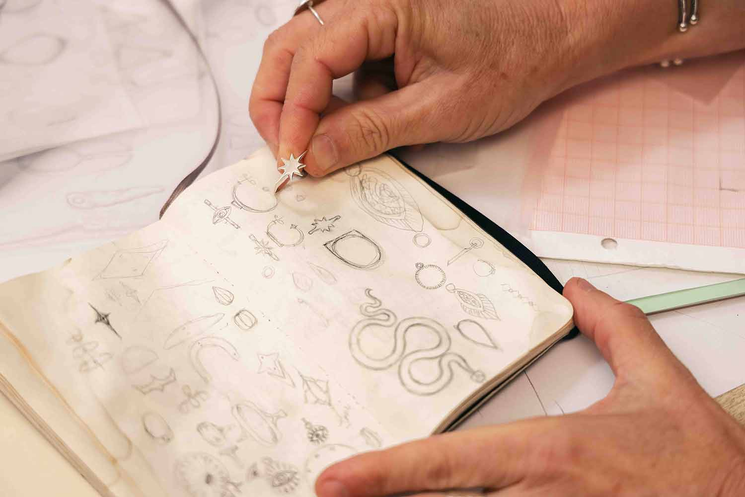 Star Ring compared to original sketch note book