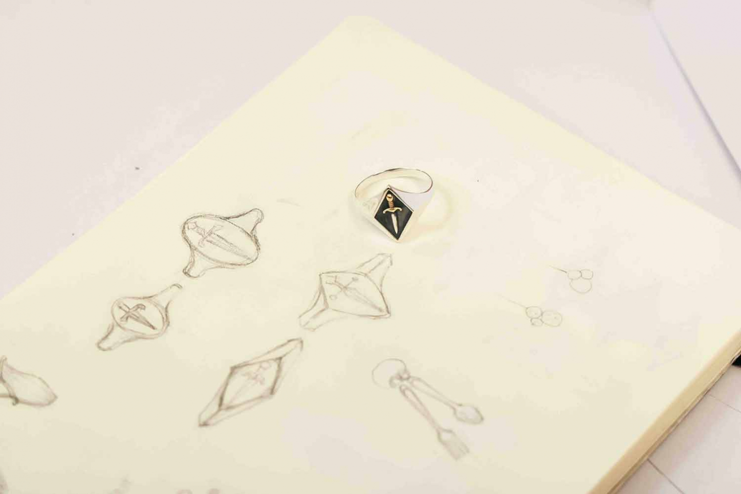 Sword Ring showed with original sketch