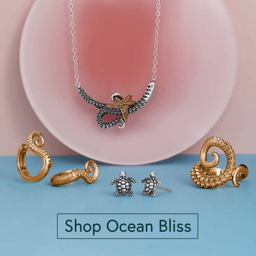 Ocean Jewelry on pink and blue background