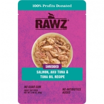 RAWZ Cat SHREDDED Salmon, Aku Tuna & Tuna Oil Pouches 8/69g