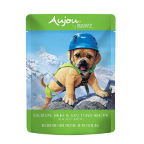 AUJOU Dog SHREDDED Salmon, Beef & Aku Tuna Pouches 8/69g