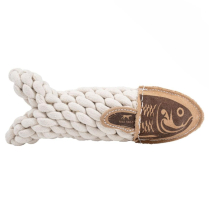 TALL TAILS 5" Natural Leather & Rope Crunch Fish Toy