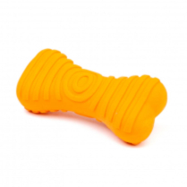 BUDZ Dog Toy Latex w/ Squeaker - Bone Orange 4.3"