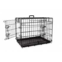 BUDZ Dog Crate Deluxe Double Door Wire Black 24"x17"x19"