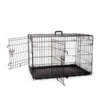 BUDZ Dog Crate Deluxe Double Door Wire Black 36"x22"x24"