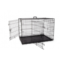BUDZ Dog Crate Deluxe Double Door Wire Black 42"x27"x29"