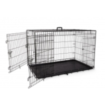 BUDZ Dog Crate Deluxe Double Door Wire Black 48"x29"x32"