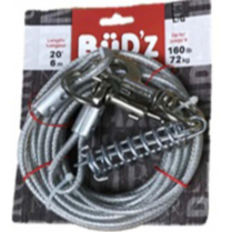 BUDZ Dog Tie-Out with Spring 20ft (up to 160lb)