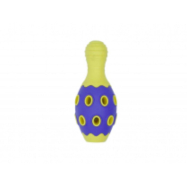 BUDZ Dog Toy Rubber - Astro Bowling Pin Treat Hole Yellow 6"