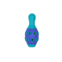 BUDZ Dog Toy Rubber - Astro Bowling Pin Treat Hole Blue 6"