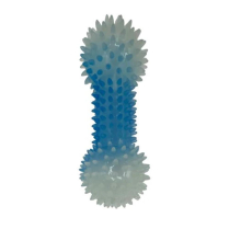 BUDZ Dog Toy Rubber - Luminous Spiked Dumbbell Blue 6.3"