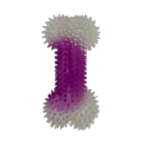 BUDZ Dog Toy Rubber - Luminous Spiked Bone Purple 6.1"