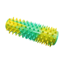 BUDZ Dog Toy Rubber - Spike Cylinder Yellow & Green  7"