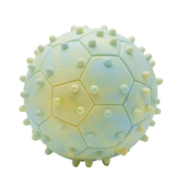 BUDZ Dog Toy Rubber - Pentagon Ball Spikes Blue & Yellow 5"