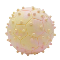 BUDZ Dog Toy Rubber - Pentagon Ball Spikes Pink & Yellow 5"