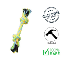 BUDZ Dog Toy Rope - Double w/ 2 Knots Sky Blue/Yellow 8.7"