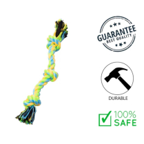 BUDZ Dog Toy Rope - String w/ 3 Knots Sky Blue/Yellow 12.2"