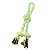 BUDZ Dog Toy Rope - Double w/ 3 Knots Sky Blue/Yellow 11.4"