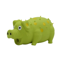 BUDZ Dog Toy Latex w/ Squeaker - Green Pig 6" Yellow Dots