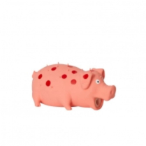 BUDZ Dog Toy Latex w/ Squeaker - Pig Spotted 8" Pink