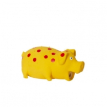 BUDZ Dog Toy Latex w/ Squeaker - Pig Spotted 8" Yellow