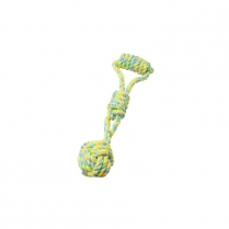 BUDZ Dog Toy Rope - Monkey Fist w/ Handle Green/Yellow 13.5"