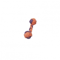BUDZ Dog Toy Rope - Braided Dumbbell Orange & Purple 8"