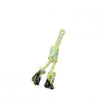 BUDZ Dog Toy Rope - Double Loop Noose Knot Green/Yellow 13"