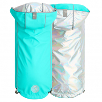 GF PET Reversible Raincoat - NEON AQUA WITH IRIDESCENT - X