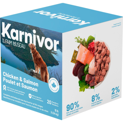 Karnivor Dog Chicken & Salmon 454g - Raw Dog Food, Natural Diet