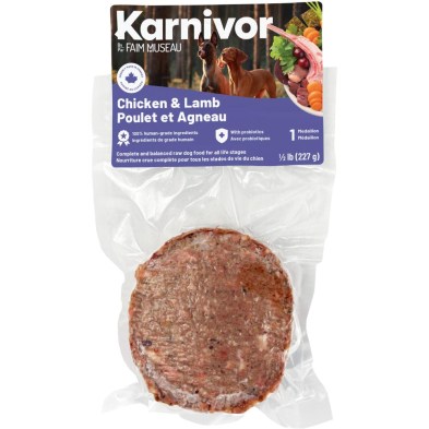 Karnivor Dog Chicken & Lamb Single Portion 228g - Raw Dog Food