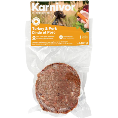 Karnivor Dog Single Portion Turkey & Pork 228g Raw Dog Food