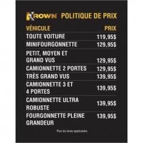 POSTER - FRENCH PRICE LIST (LISTE DE PRIX) 22 X 28