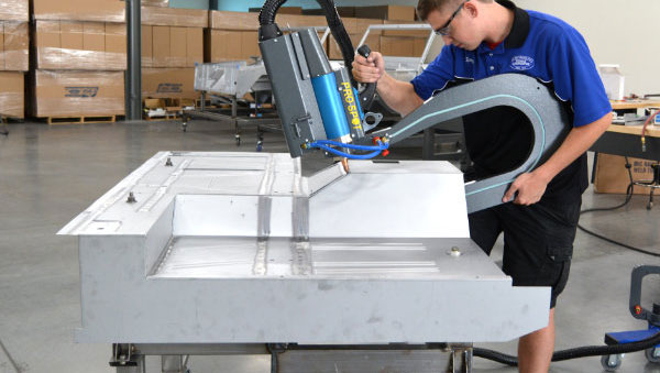 precision welding on ford bronco body floor pan