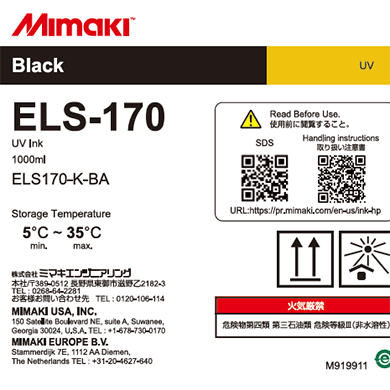 Mimaki UV Ink ELS-170 1L Bottle - Black