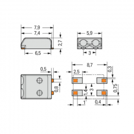 WAGO | 2059-302/998-403 | SMD PCB TERMINAL BLOCK; 0.5 MM&sup2;; P