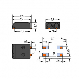WAGO | 2059-322/998-403 | SMD PCB TERMINAL BLOCK; 0.5 MM&sup2;; P