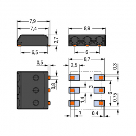 WAGO | 2059-323/998-403 | SMD PCB TERMINAL BLOCK; 0.5 MM&sup2;; P